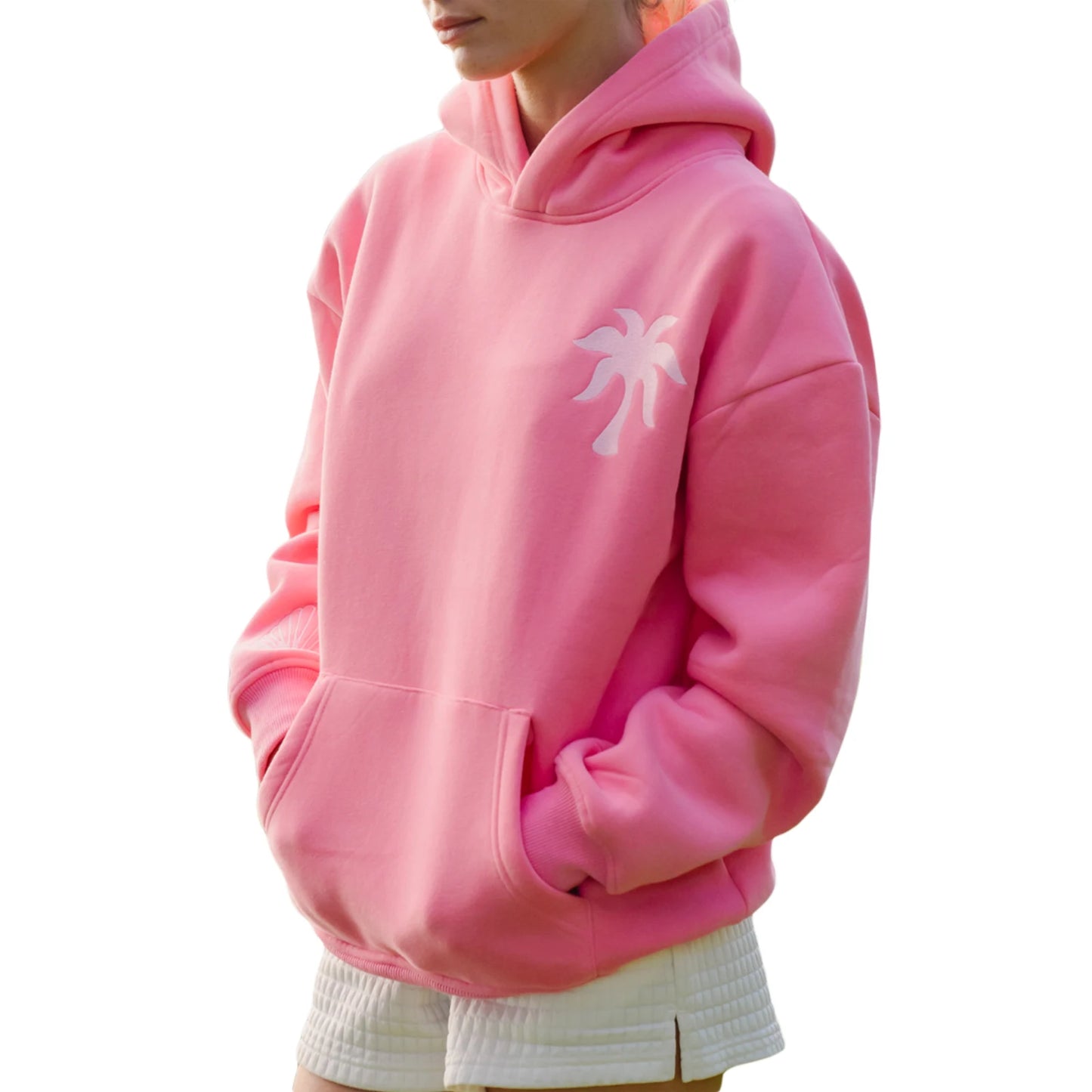 Preppy Embroidery Hibiscus Print Hoodies