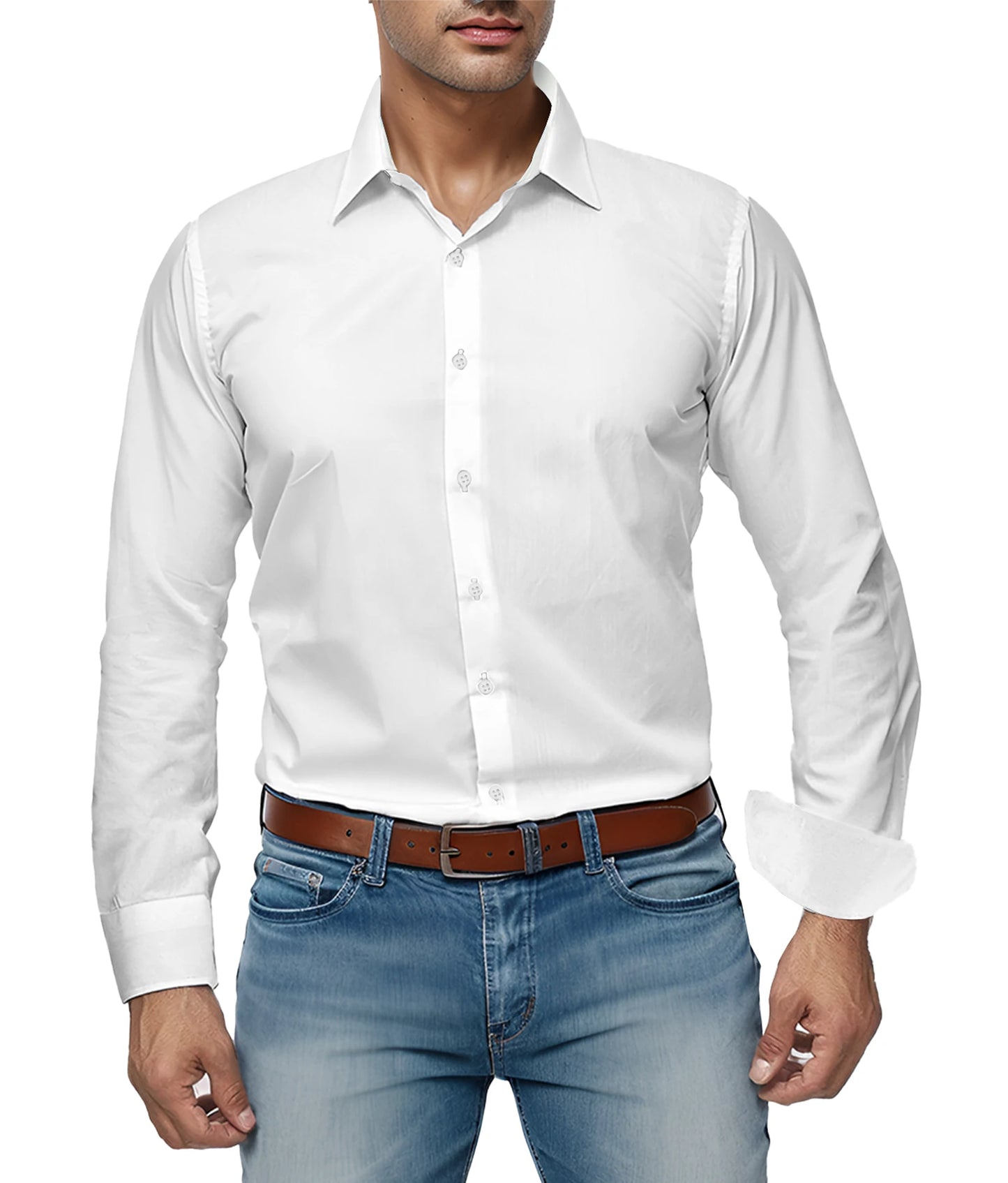 Men's Color-Block Slim Fit Business Shirt