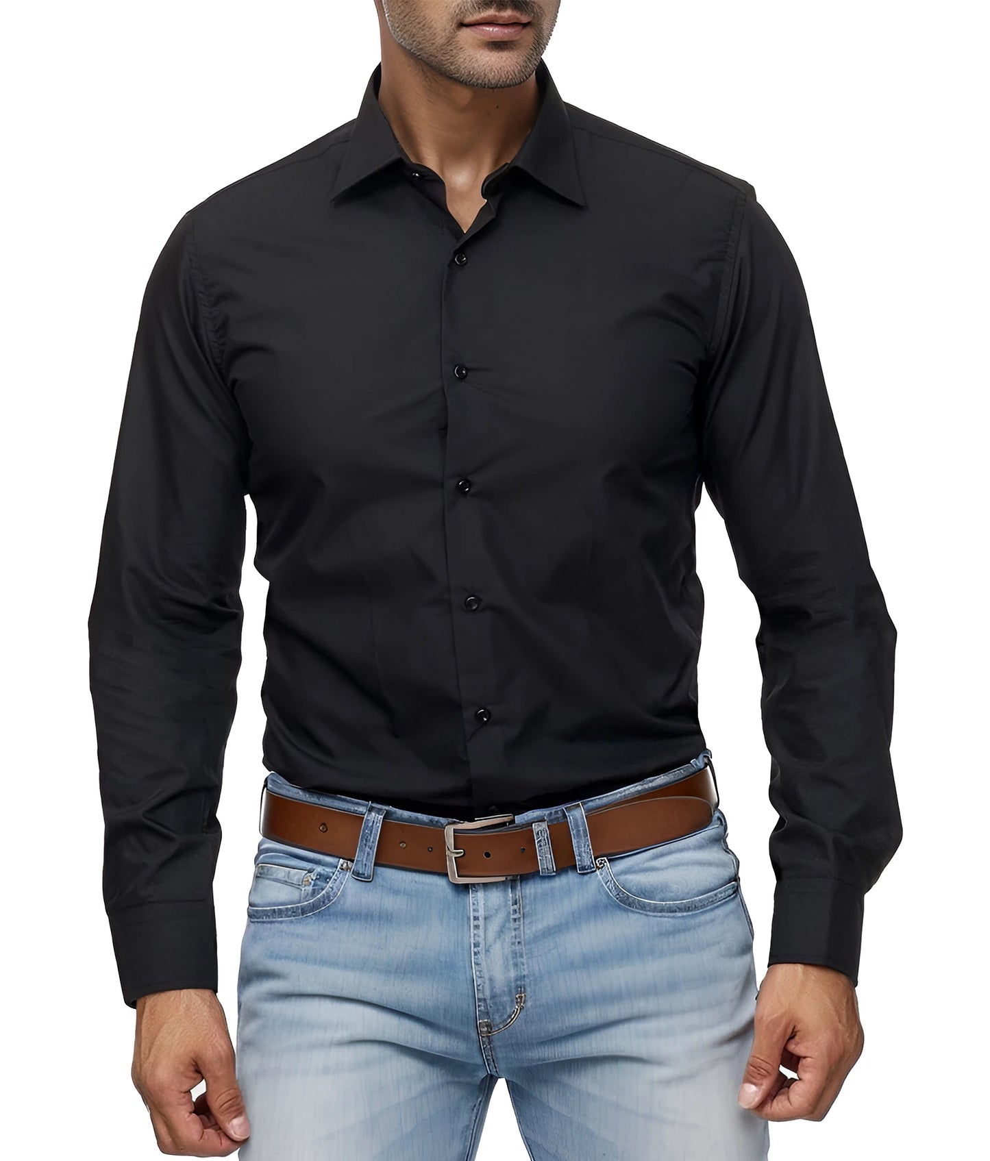 Men's Color-Block Slim Fit Business Shirt