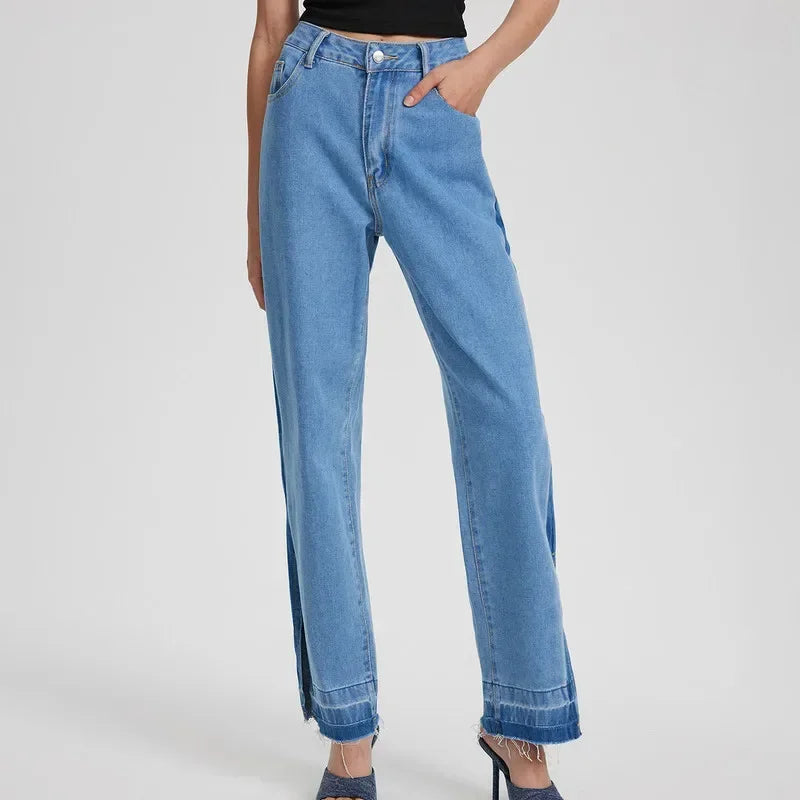 Women High Rise Slit Jeans