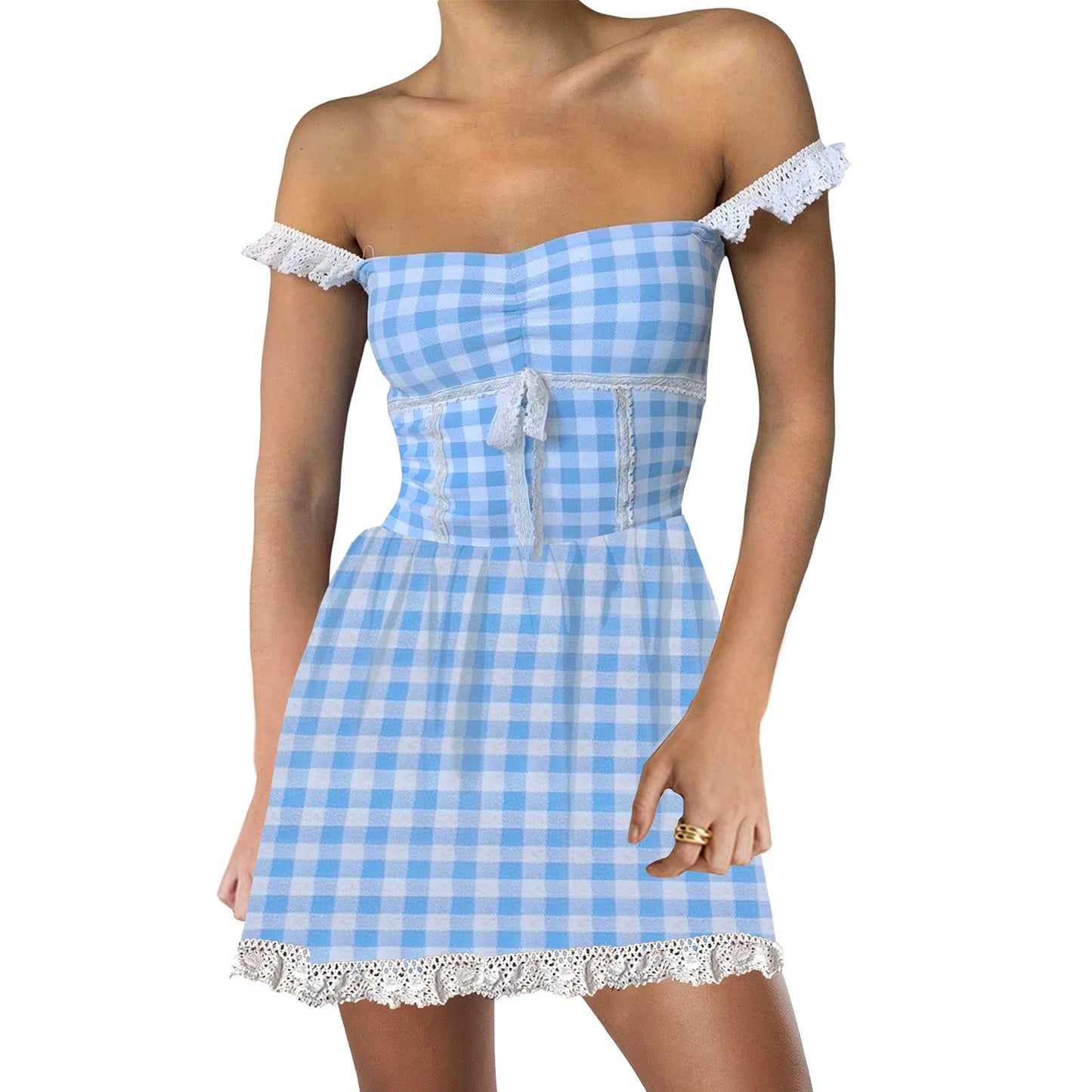 Womens Sleeveless Plaid Mini Dress