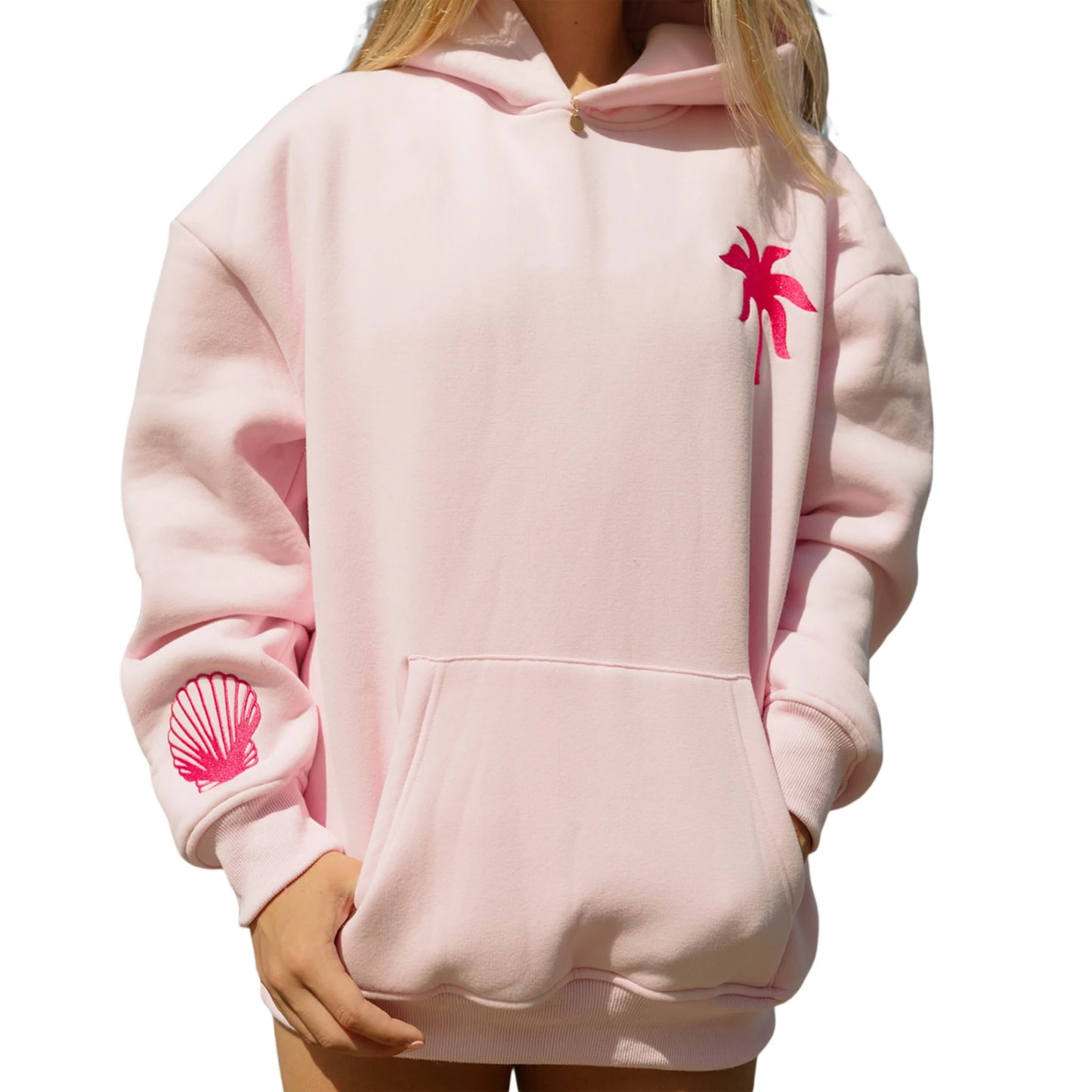 Preppy Embroidery Hibiscus Print Hoodies