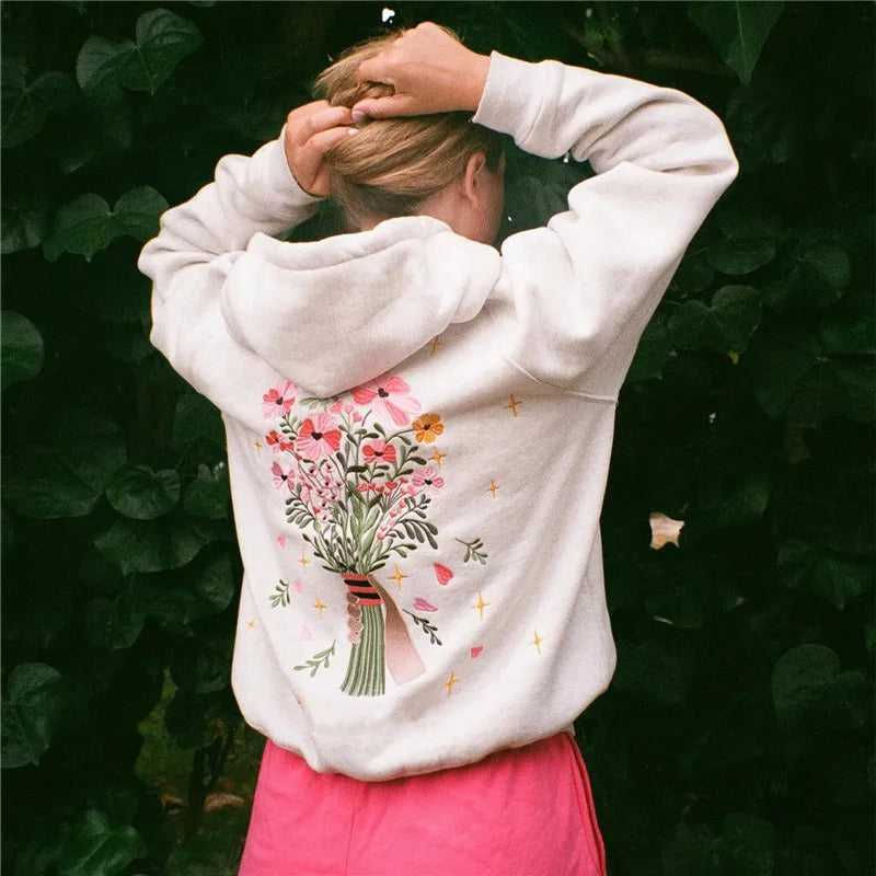 Women Y2k Graphic Floral Print Hoodies