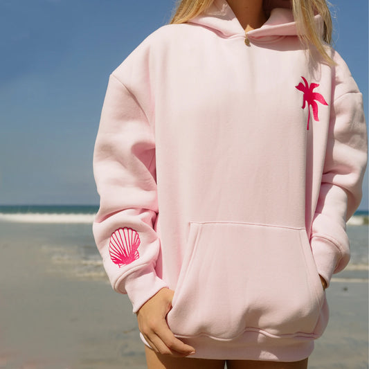 Preppy Embroidery Hibiscus Print Hoodies