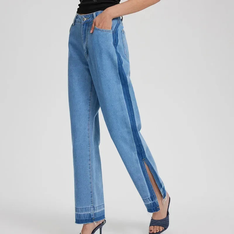 Women High Rise Slit Jeans