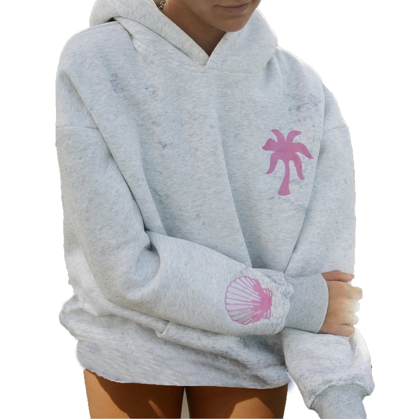 Preppy Embroidery Hibiscus Print Hoodies